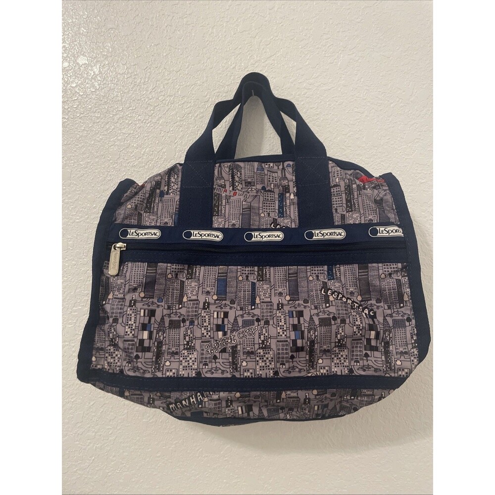 LeSportsac Womens New York Print Satchel Tote Handbag Missing Strap